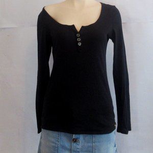 Wilfred Aritzia  Blouse Top Black 3 Buttons Cotton  Women Medium